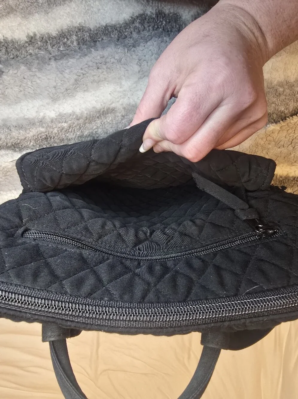 Vera Bradley Quilted Black Backpack with Gold Accent